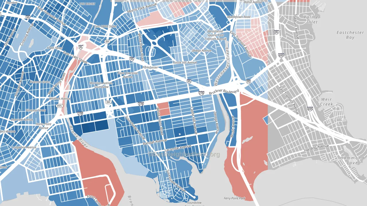 Unionport, Bronx, NY block-group political-lean map