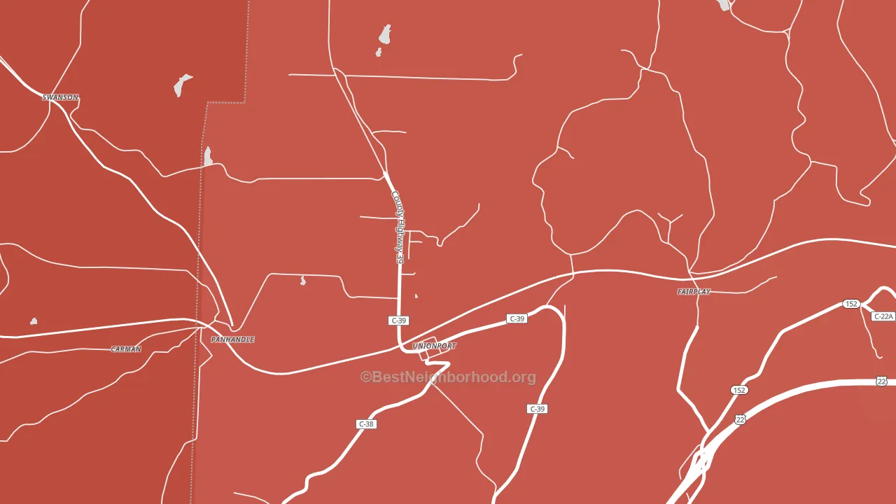Unionport, OH block-group political-lean map