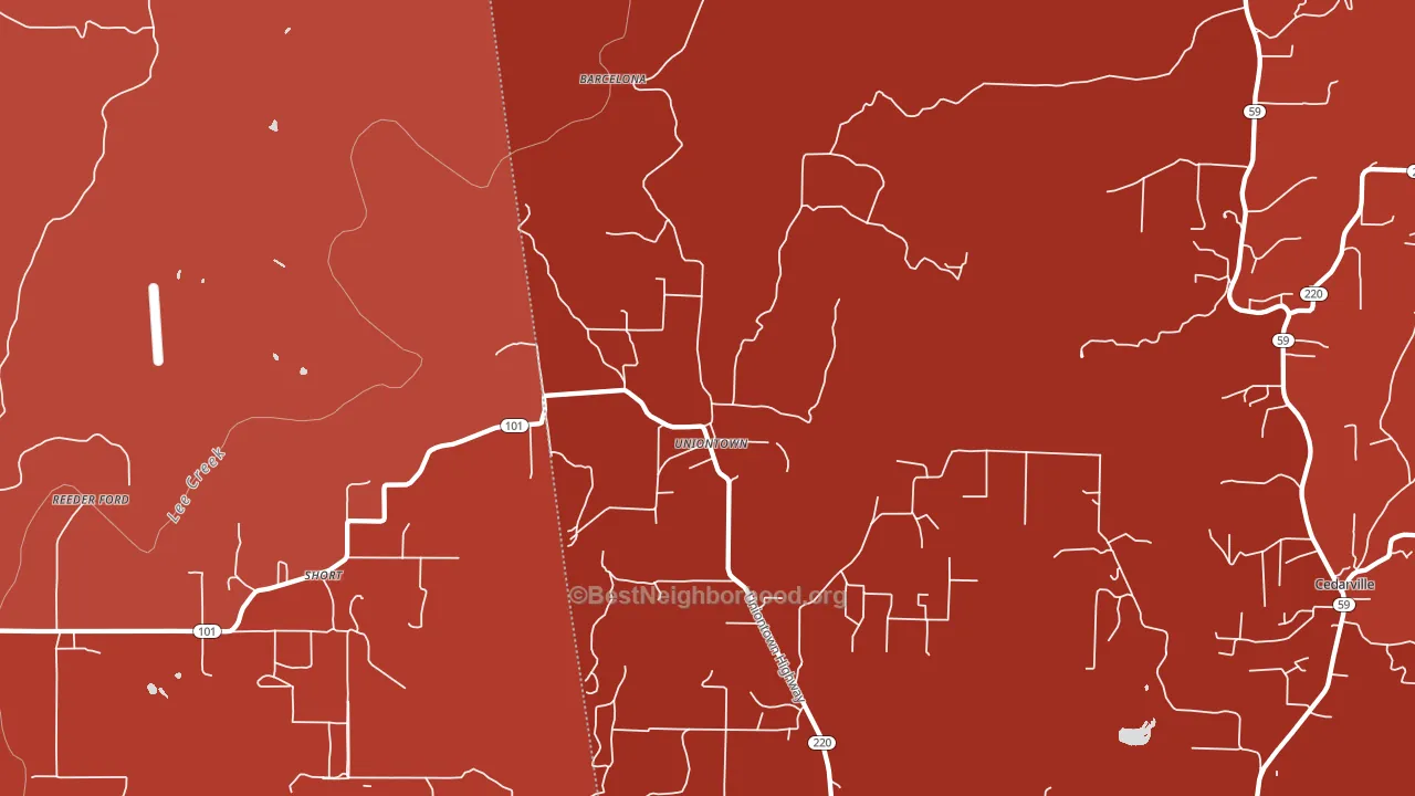 Uniontown, AR block-group political-lean map