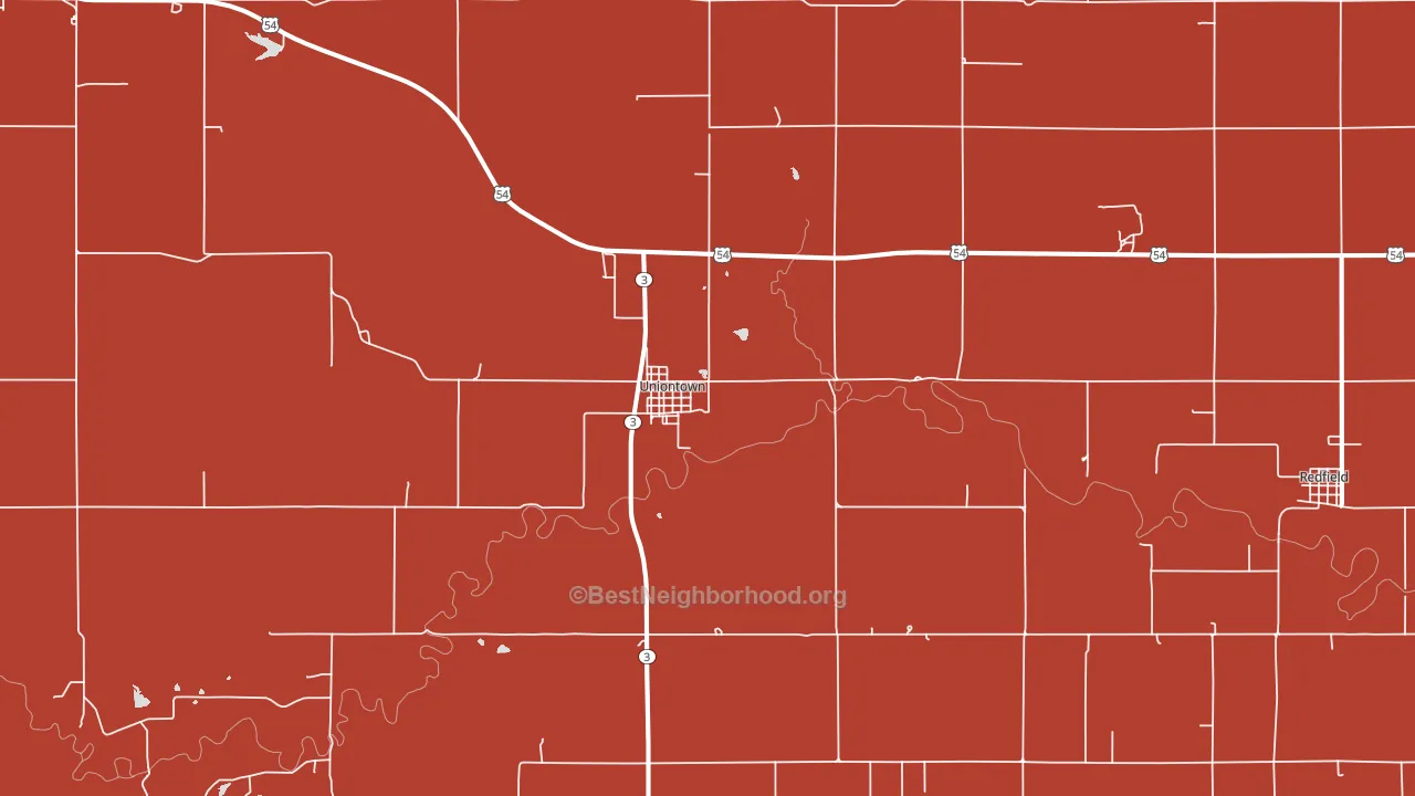 Uniontown, KS block-group political-lean map