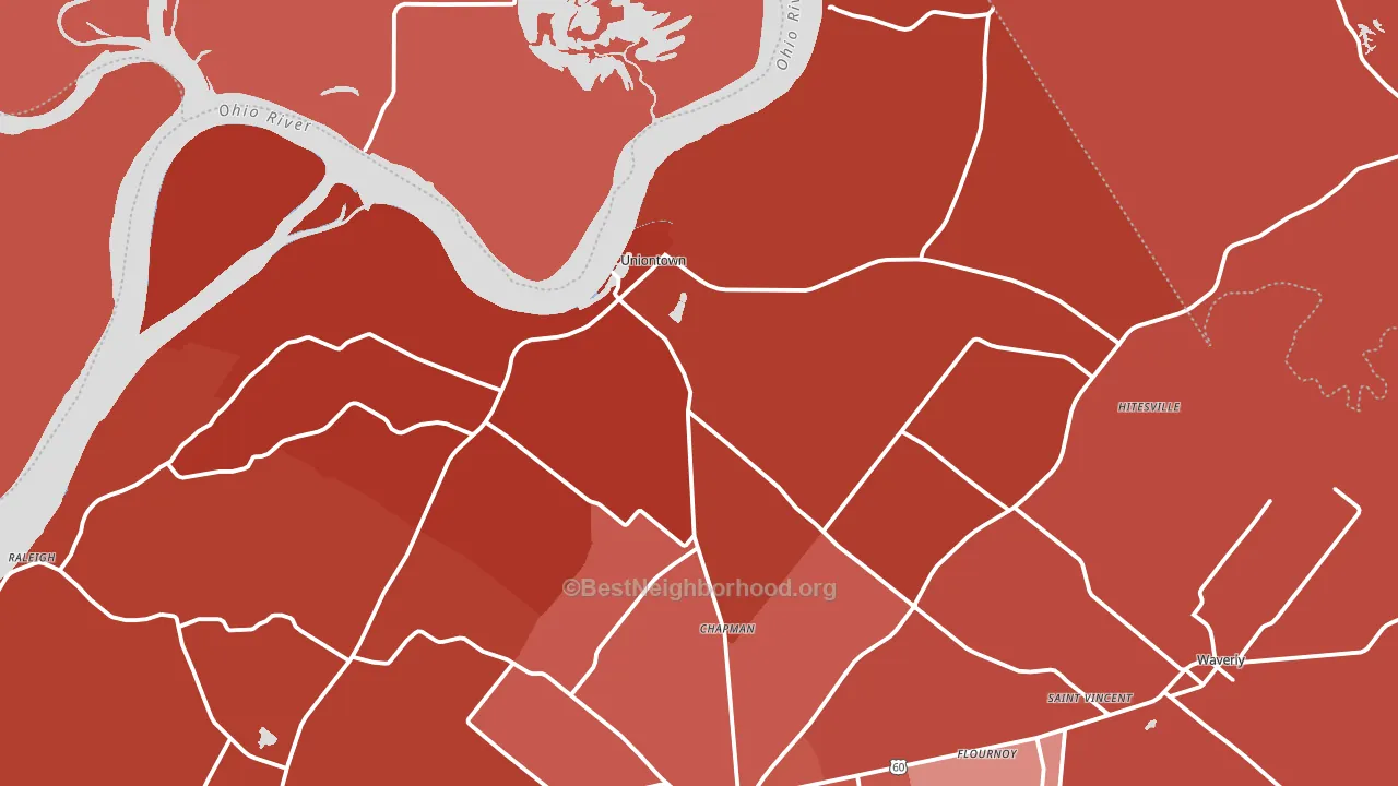 Uniontown, KY block-group political-lean map