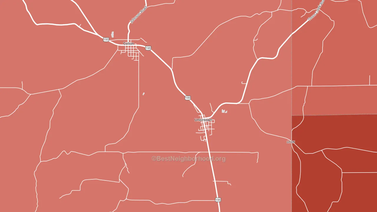 Uniontown, WA block-group political-lean map