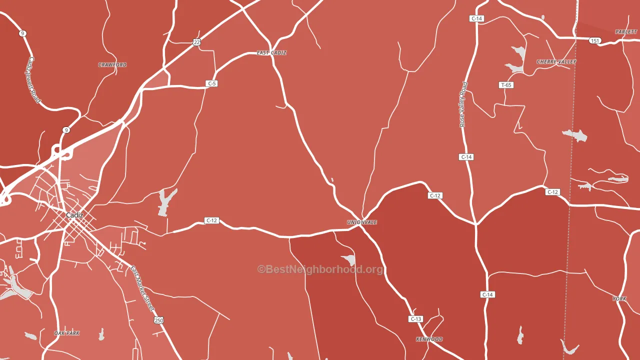 Unionvale, OH block-group political-lean map