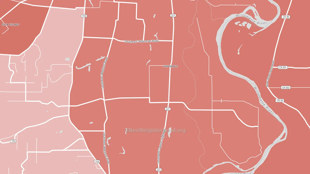 Unionvale, OR block-group political-lean map