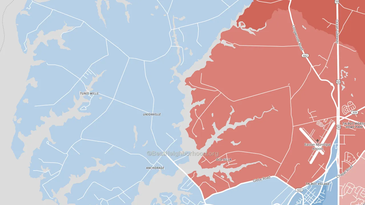 Unionville, MD block-group political-lean map