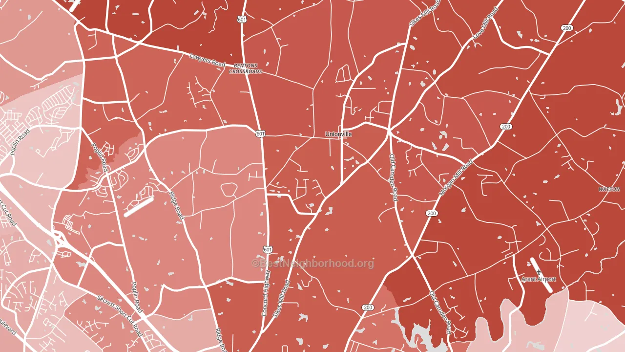 Unionville, NC block-group political-lean map