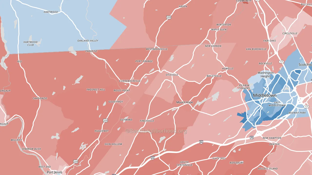 Unionville, NY block-group political-lean map