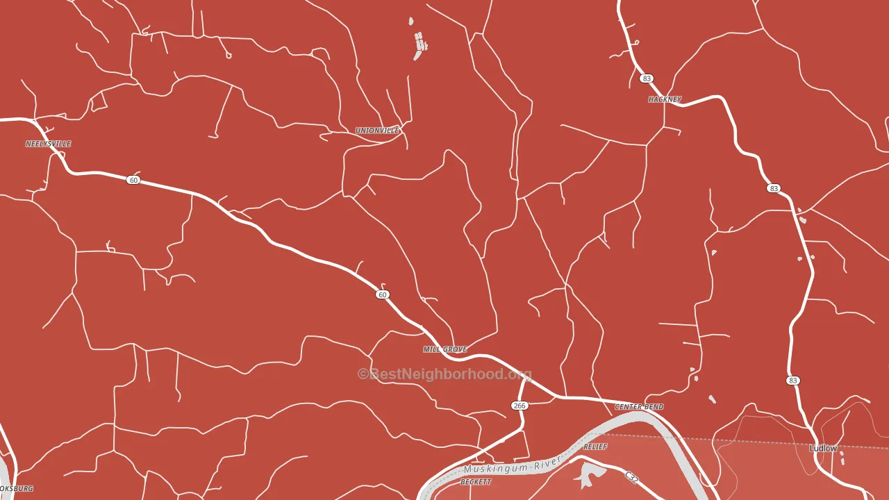 Unionville, OH block-group political-lean map