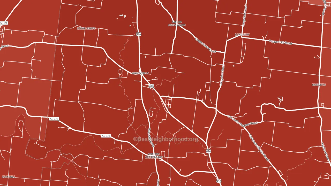 Unionville, TN block-group political-lean map