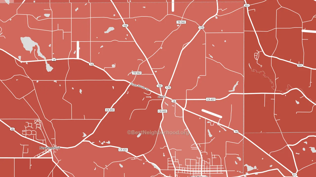 Unity, OH block-group political-lean map