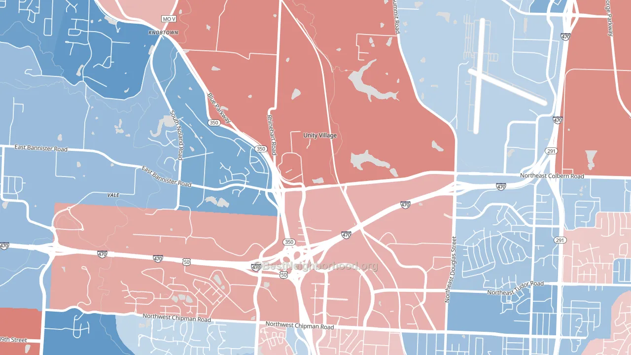 Unity Village, MO block-group political-lean map