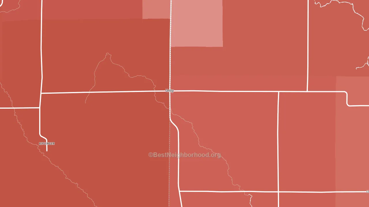 Unity, WI block-group political-lean map