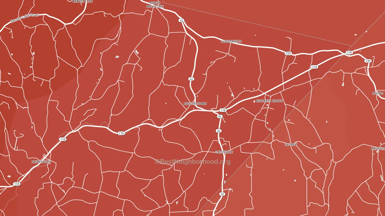 Unityville, PA block-group political-lean map