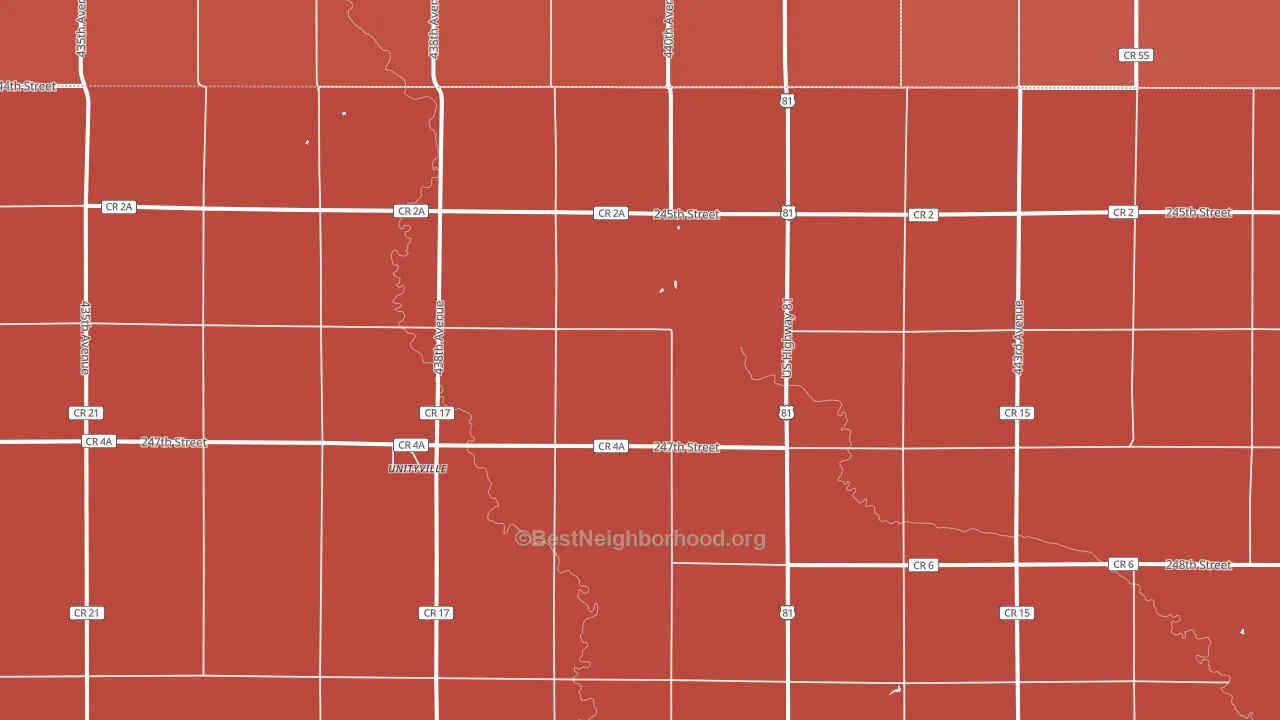 Unityville, SD block-group political-lean map