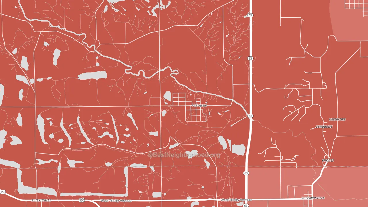 Universal, IN block-group political-lean map