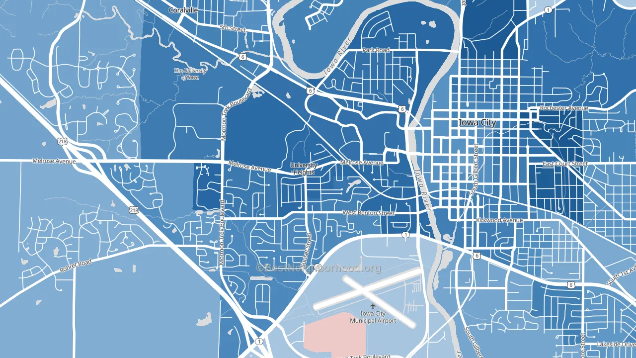 University Heights, IA block-group political-lean map