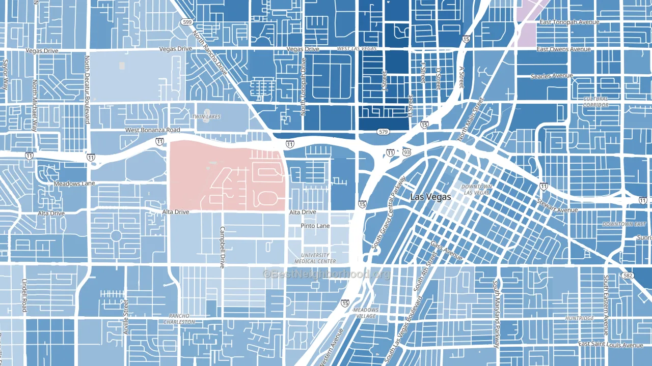 University Medical Center, Las Vegas, NV block-group political-lean map