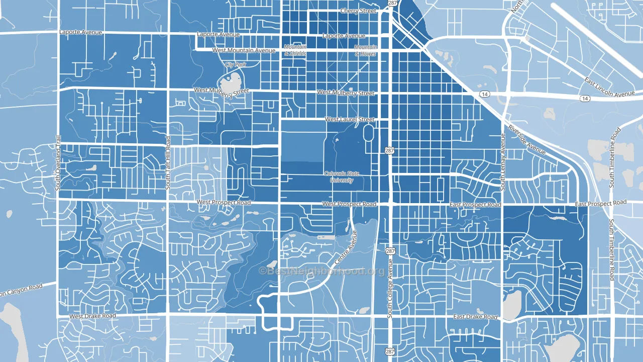 University North, Fort Collins, CO block-group political-lean map