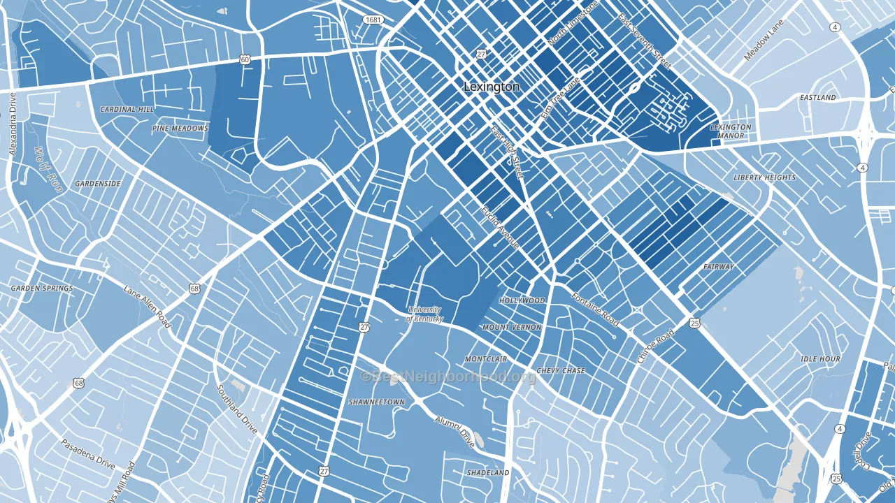 University of Kentucky, Lexington, KY block-group political-lean map