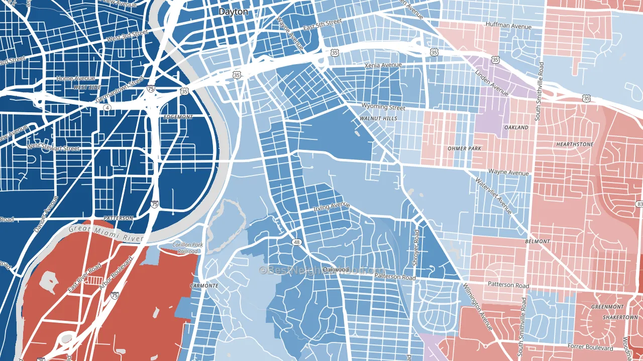University Park, Dayton, OH block-group political-lean map