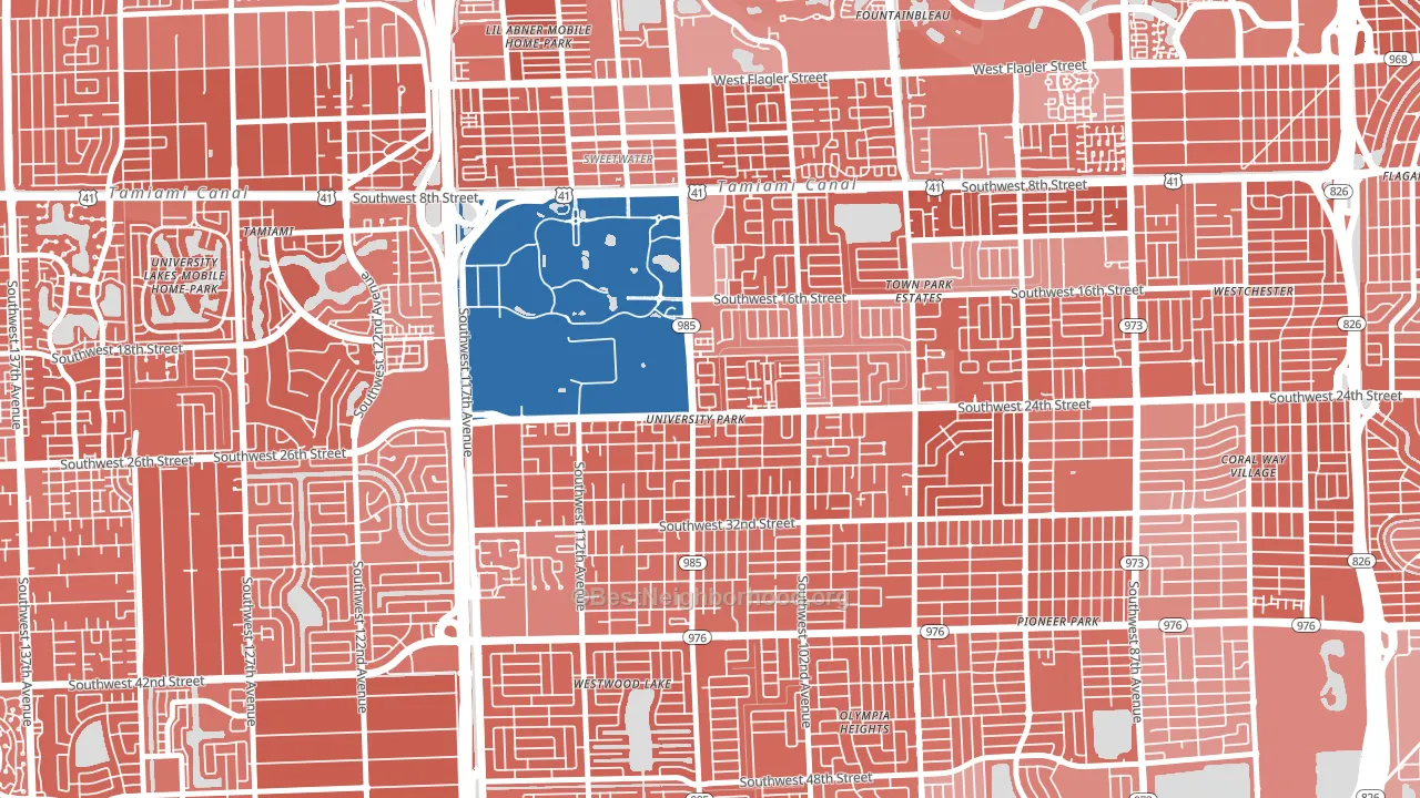 University Park, FL block-group political-lean map
