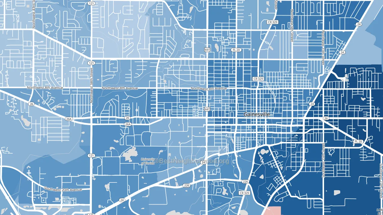 University Park-Gainsville, Gainesville, FL block-group political-lean map