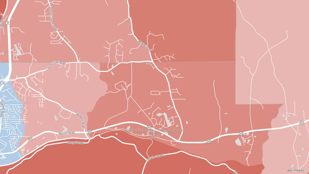 Upatoi, GA block-group political-lean map