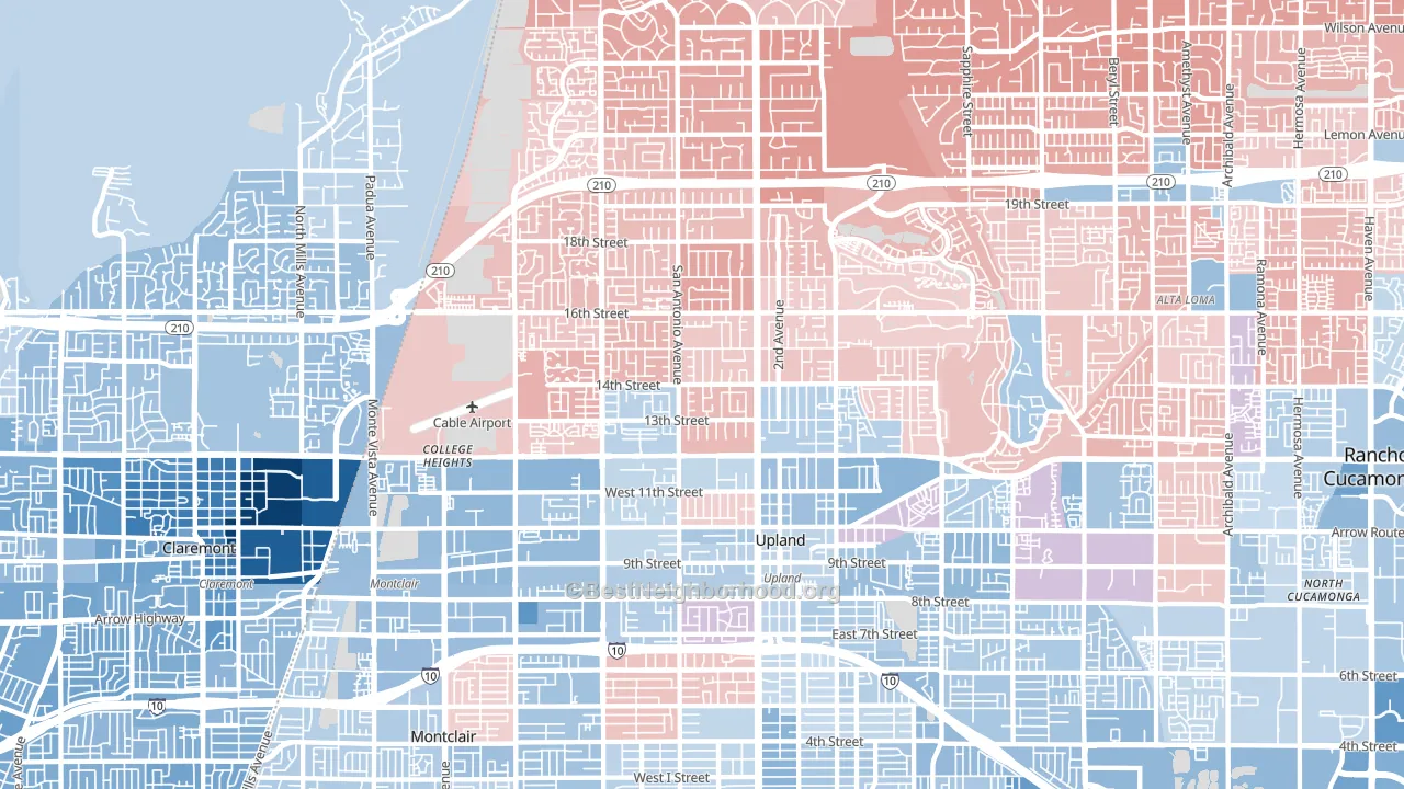 Upland, CA block-group political-lean map