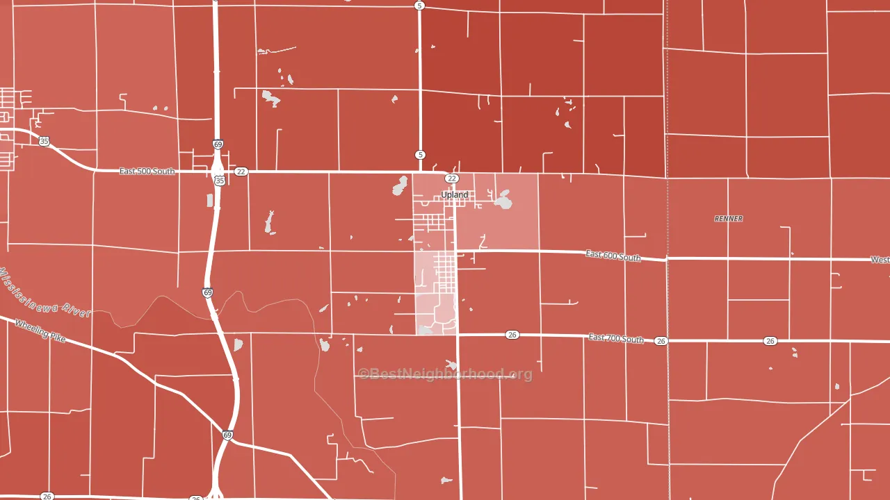 Upland, IN block-group political-lean map
