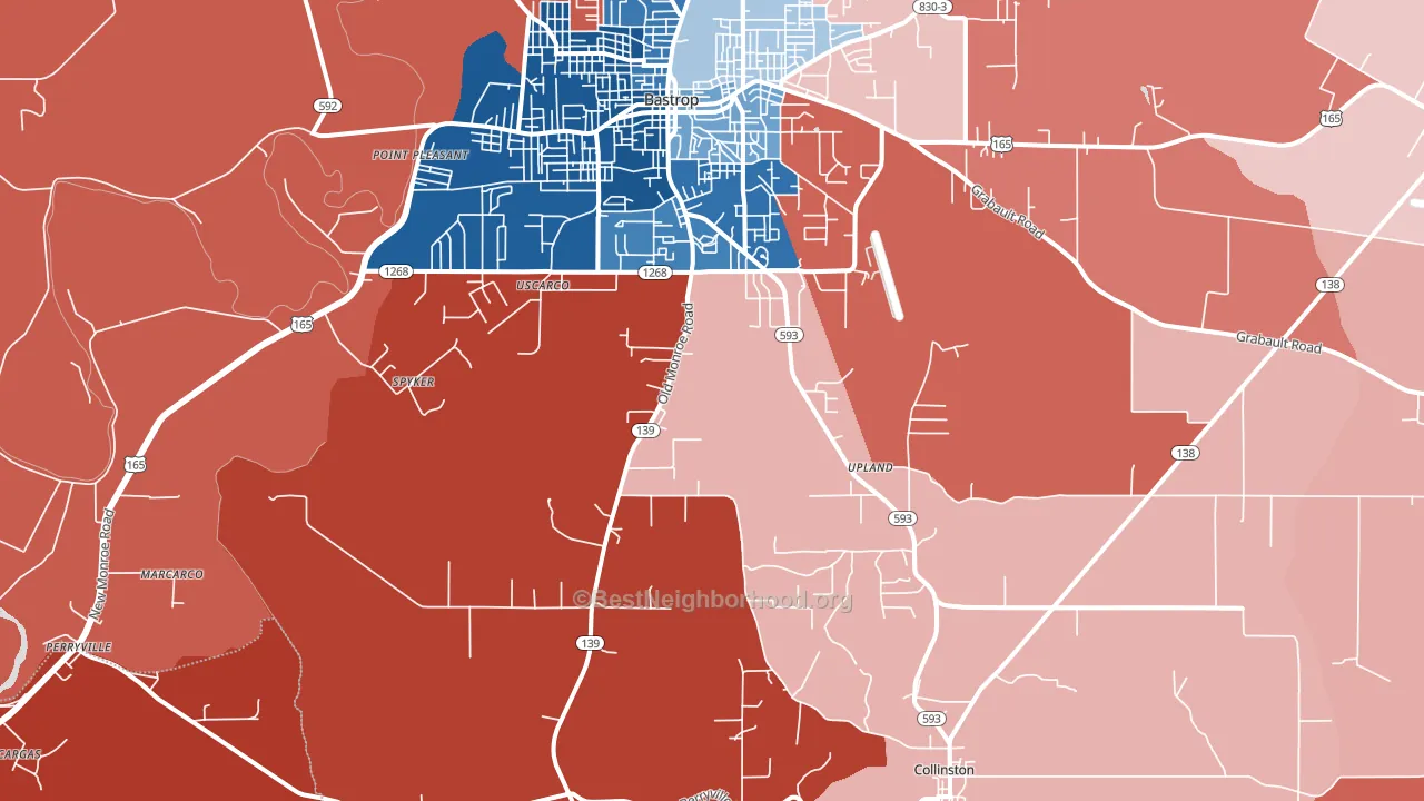 Upland, LA block-group political-lean map