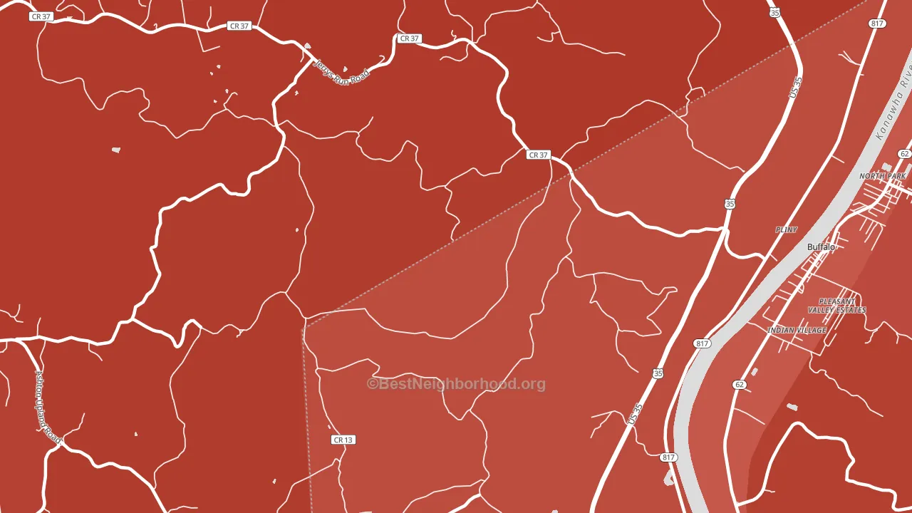 Upland, WV block-group political-lean map