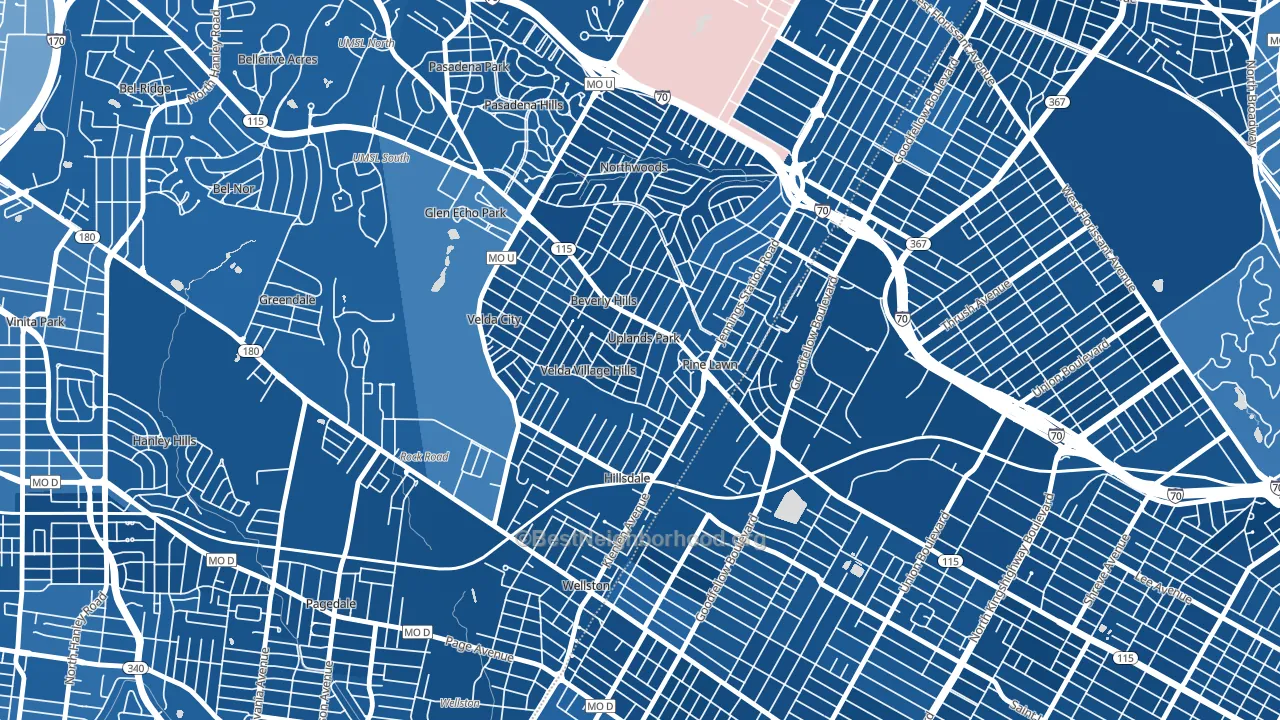 Uplands Park, MO block-group political-lean map