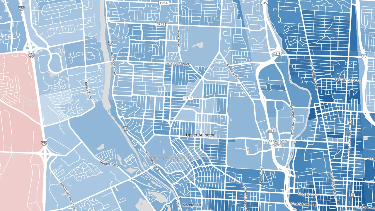 Upper Arlington, OH block-group political-lean map