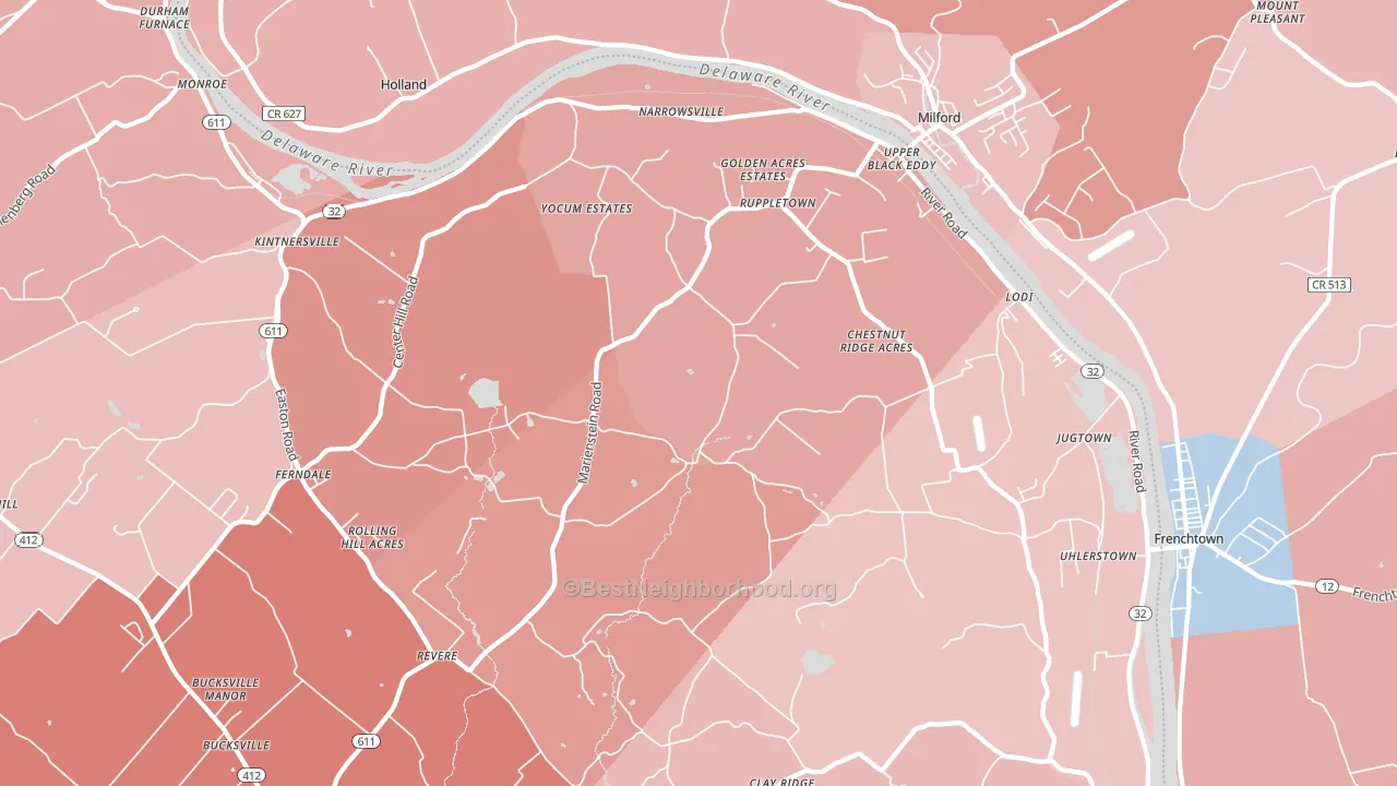 Upper Black Eddy, PA block-group political-lean map