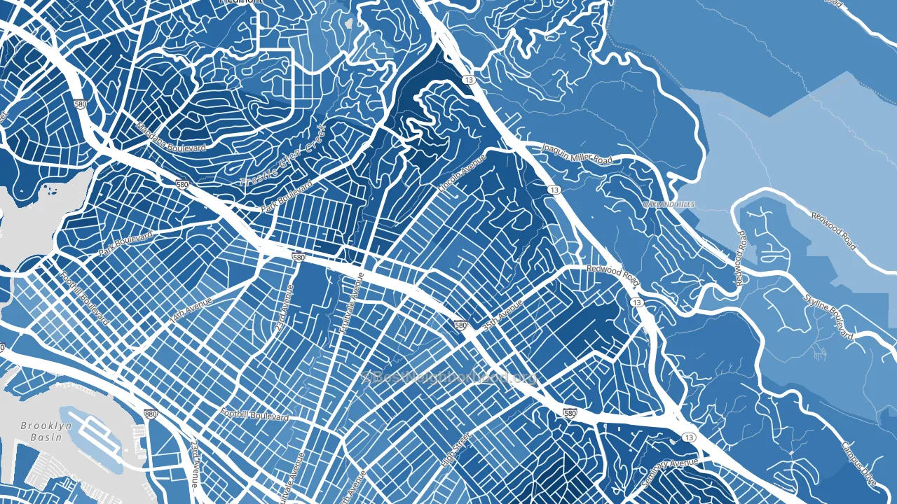 Upper Dimond, Oakland, CA block-group political-lean map