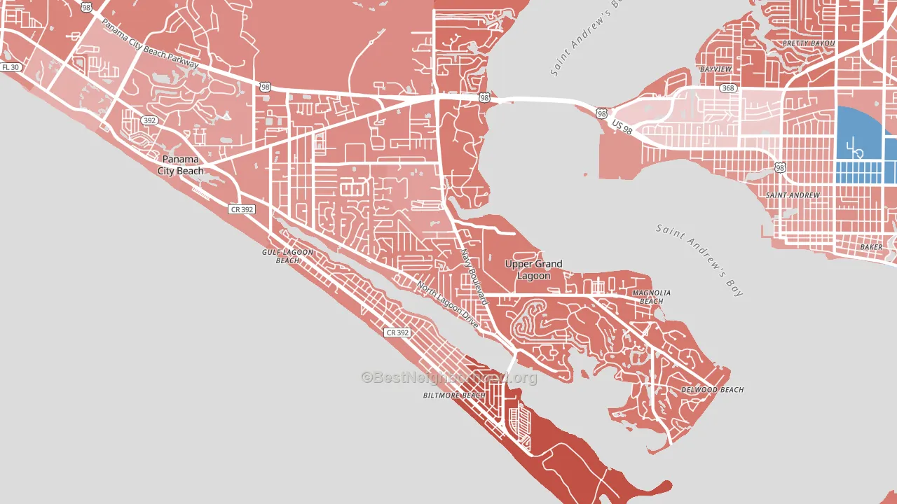 Upper Grand Lagoon, FL block-group political-lean map