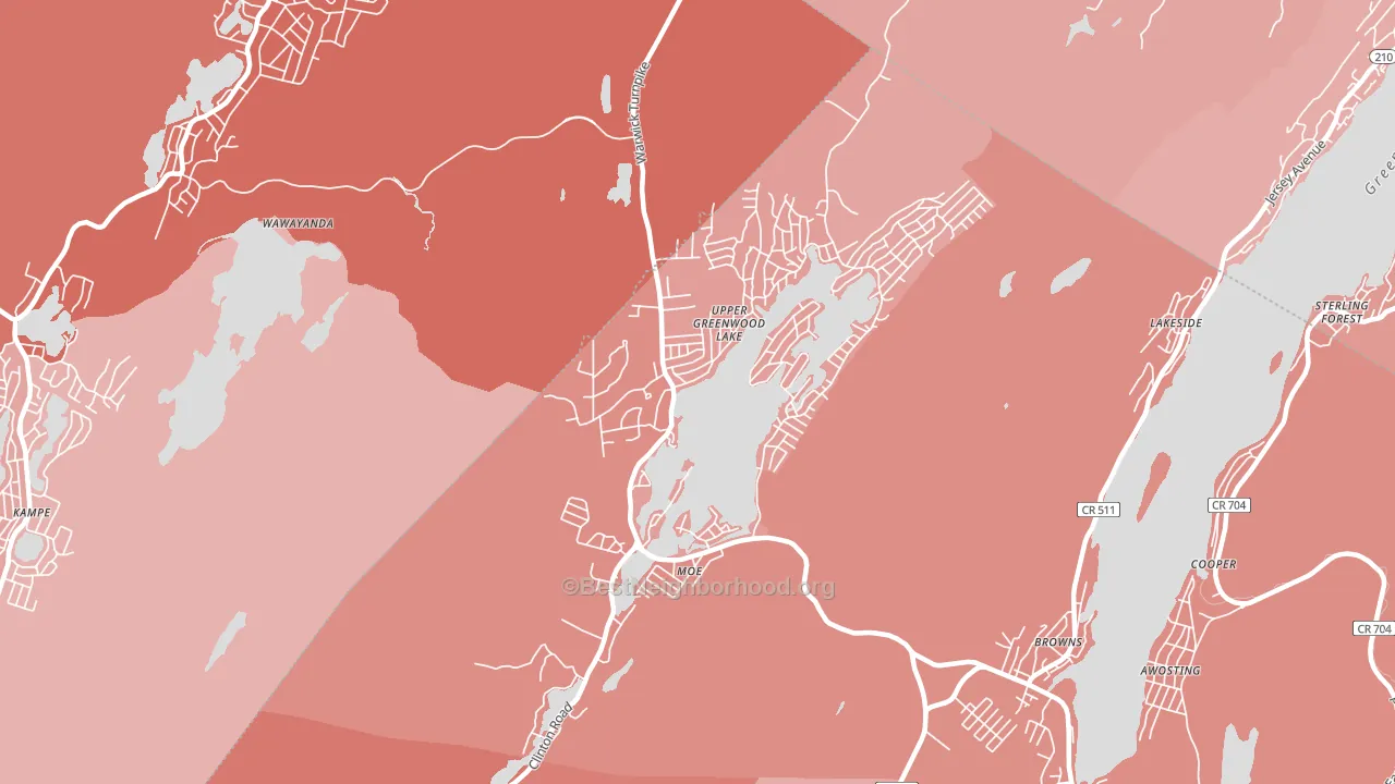 Upper Greenwood Lake, NJ block-group political-lean map