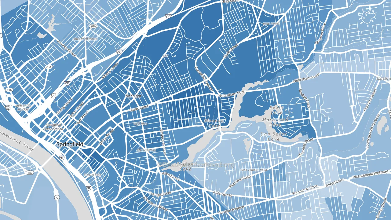 Upper Hill, Springfield, MA block-group political-lean map