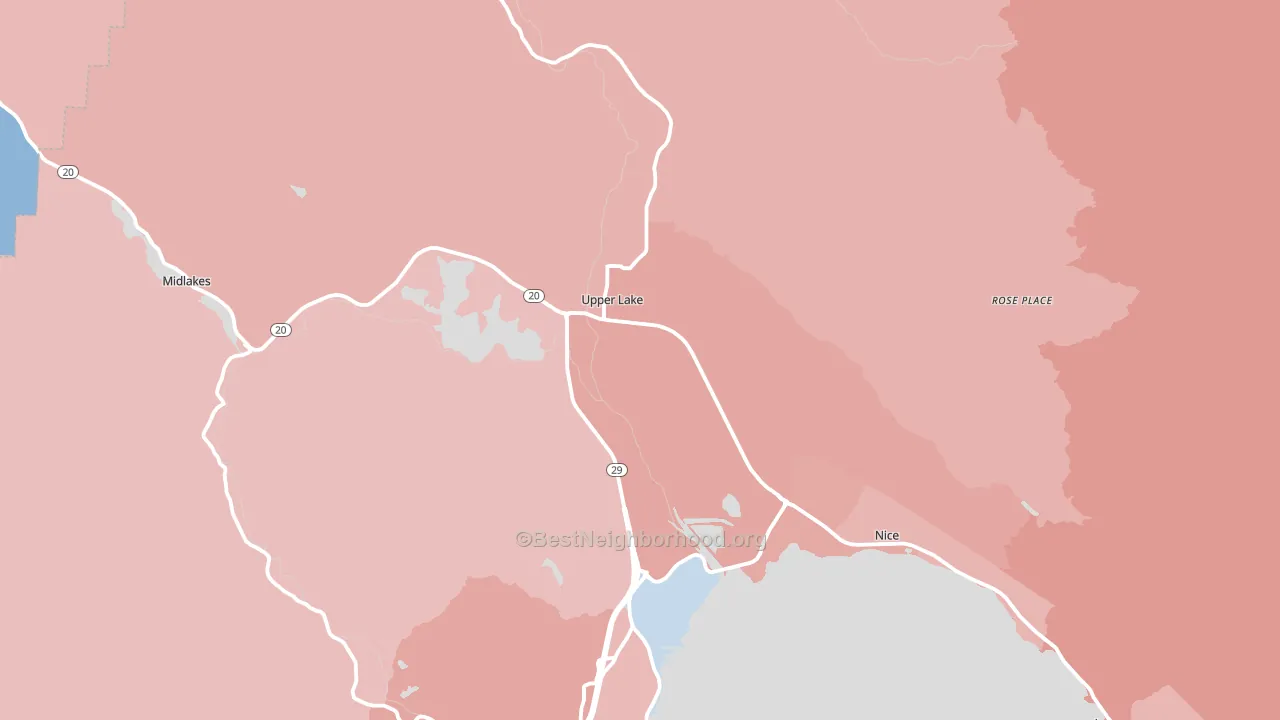 Upper Lake, CA block-group political-lean map