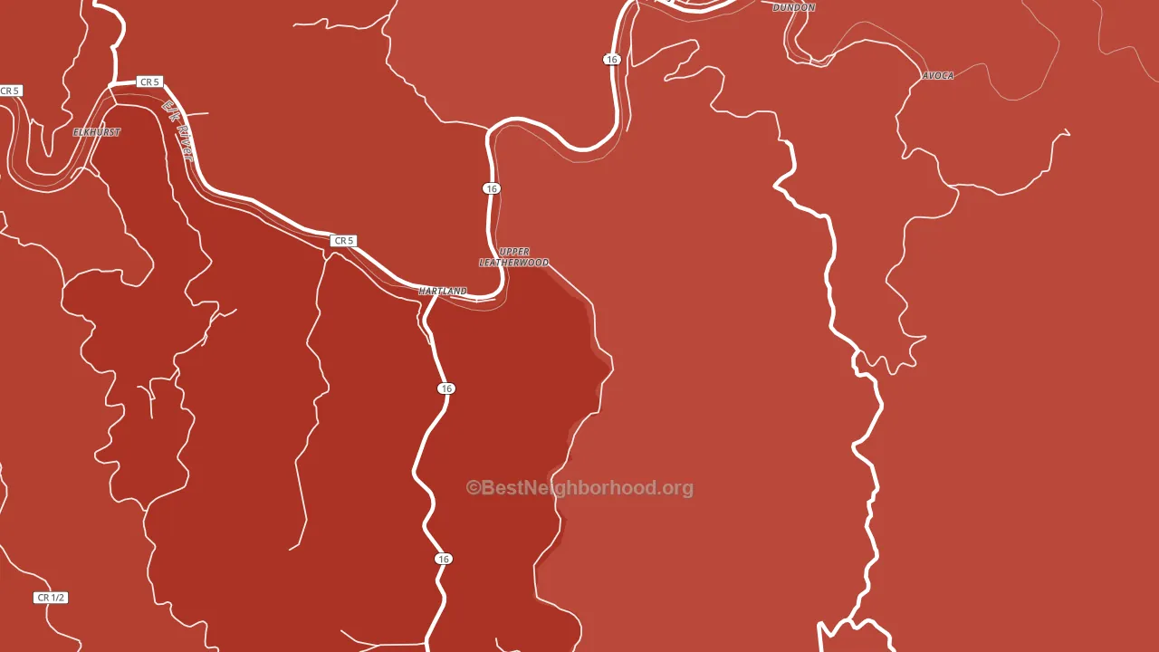 Upper Leatherwood, WV block-group political-lean map