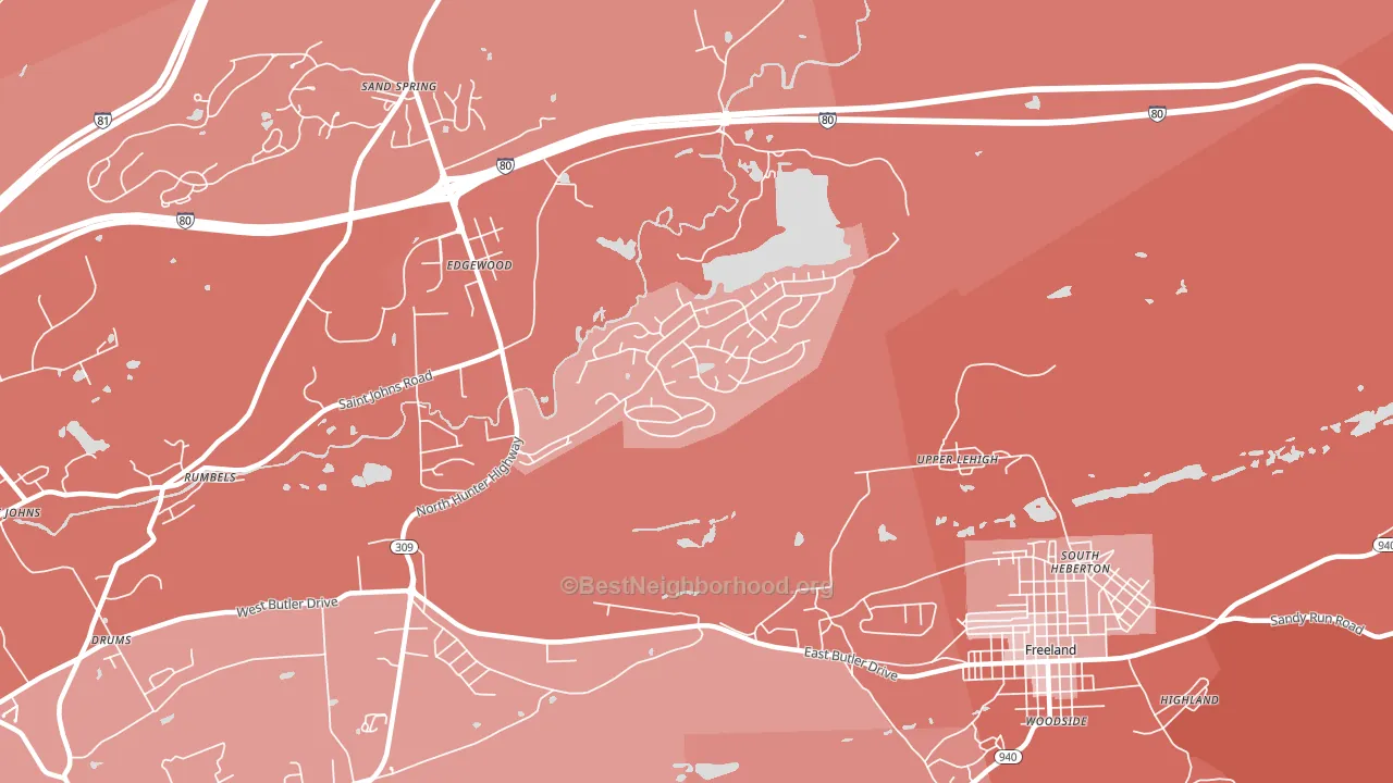 Upper Lehigh, PA block-group political-lean map