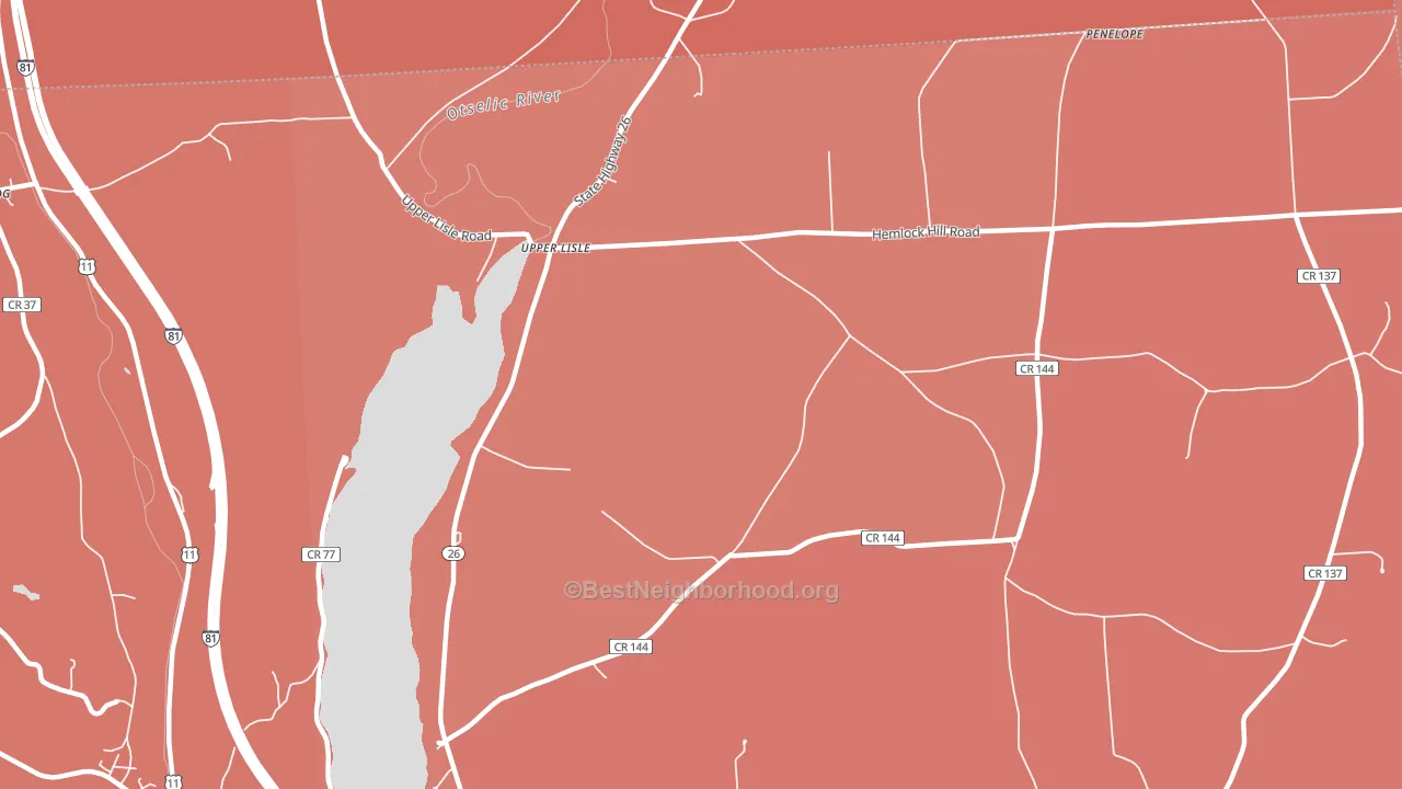 Upper Lisle, NY block-group political-lean map