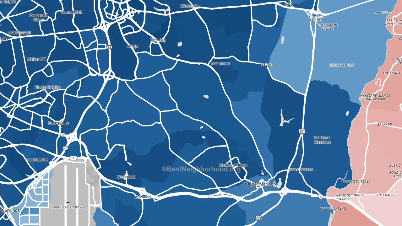 Upper Marlboro, MD block-group political-lean map