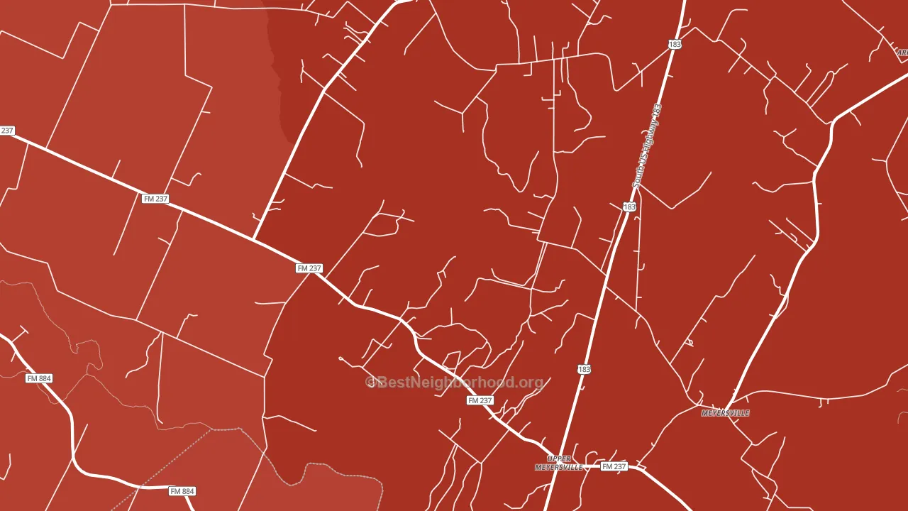 Upper Meyersville, TX block-group political-lean map