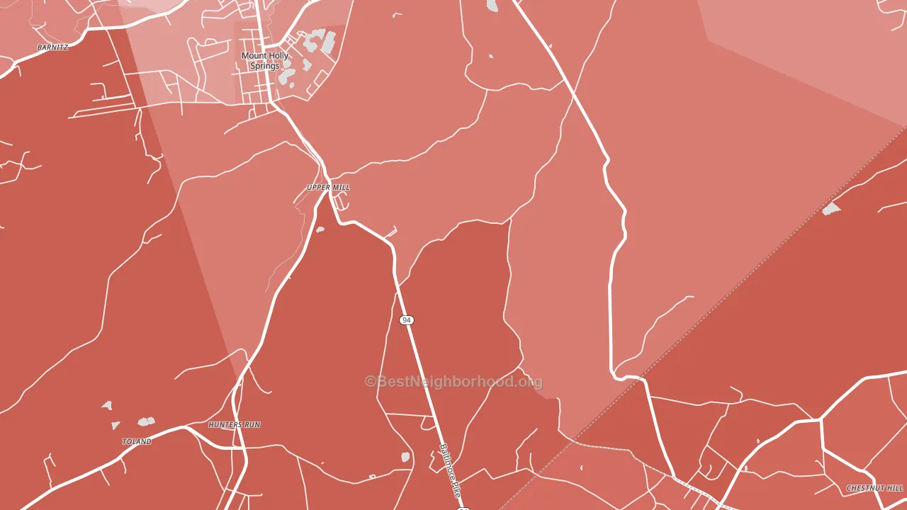 Upper Mill, PA block-group political-lean map