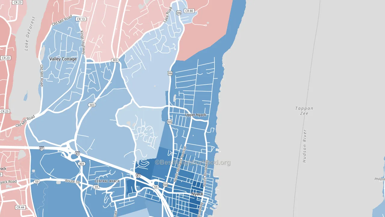 Upper Nyack, NY block-group political-lean map