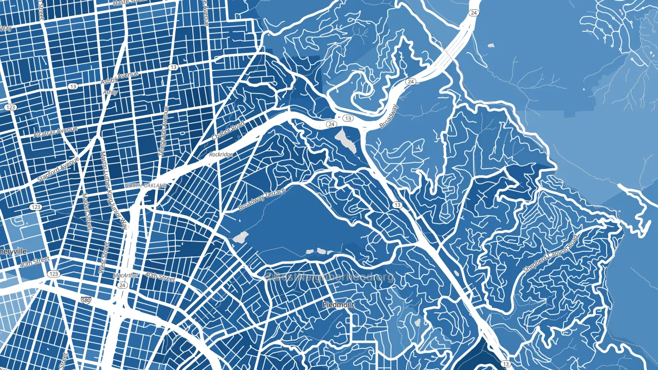 Upper Rockridge, Oakland, CA block-group political-lean map