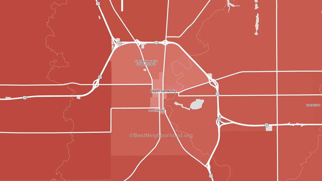 Upper Sandusky, OH block-group political-lean map