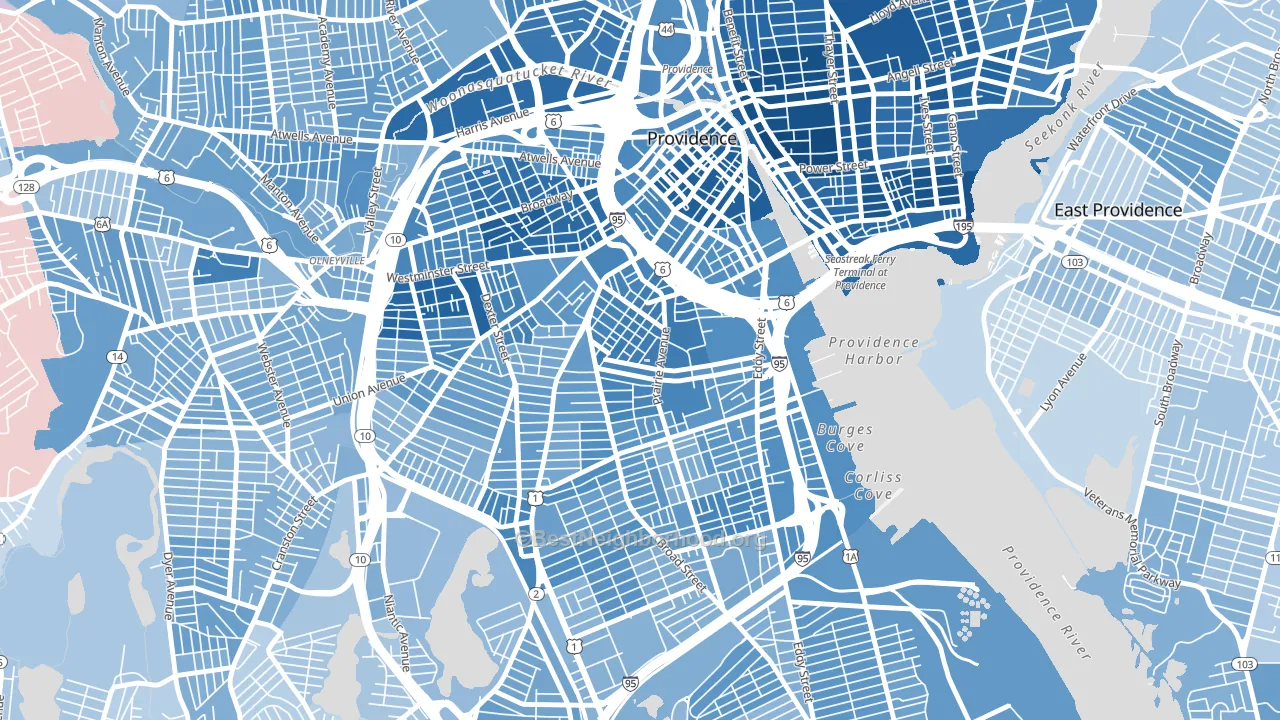 Upper South Providence, Providence, RI block-group political-lean map