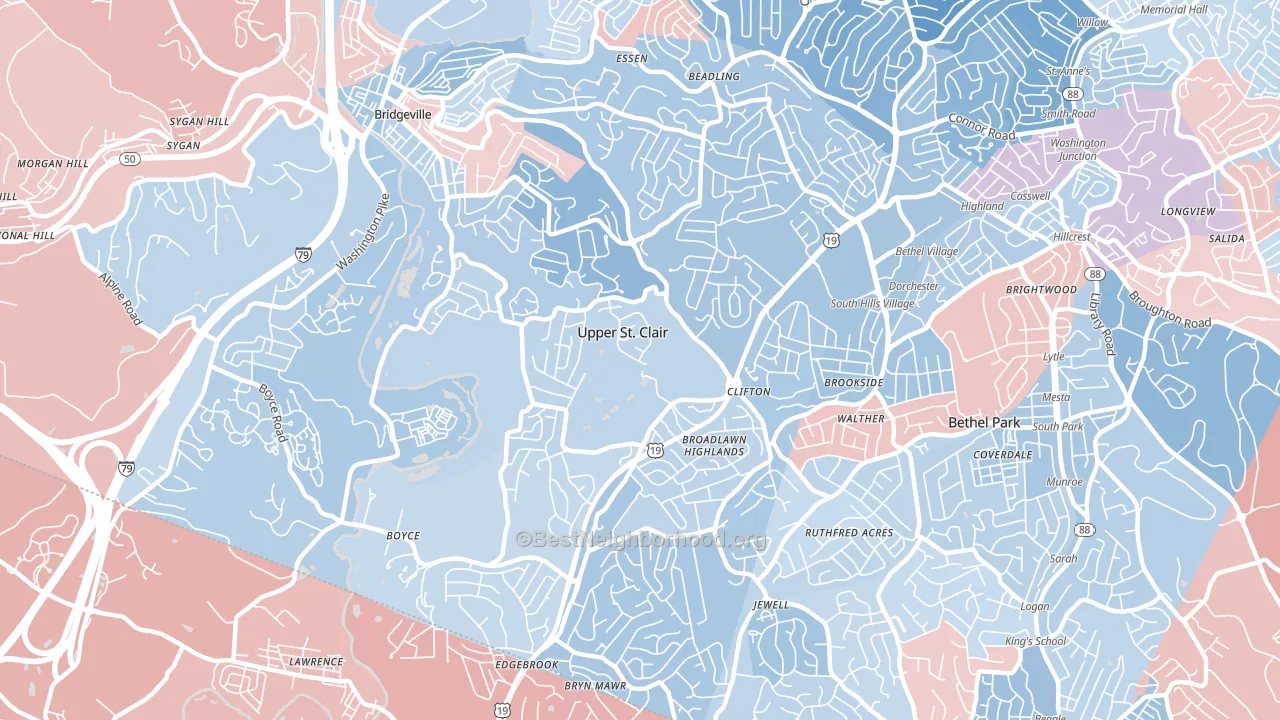 Upper St. Clair, PA block-group political-lean map